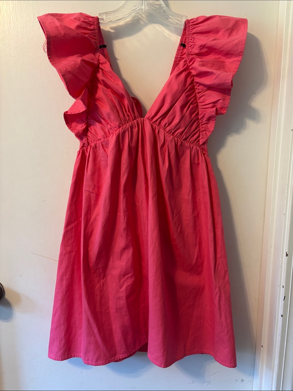 Forever 21 Hot Pink Ruffle Sleeve Mini Dress